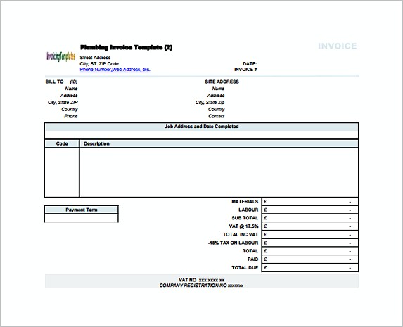 Plumbing Contractor Receipt Free