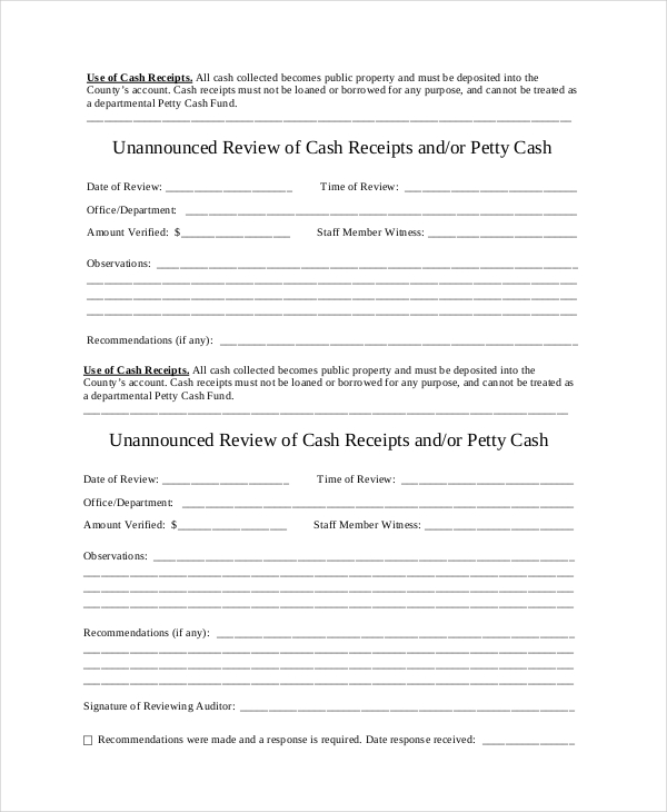 Review Cash Receipt Template Free