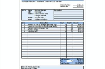 Roofing Contract Receipt Excel Free