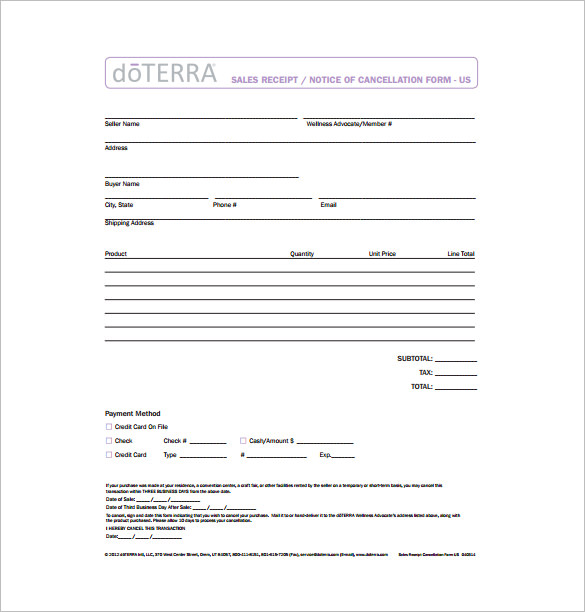 Sales Receipt Form