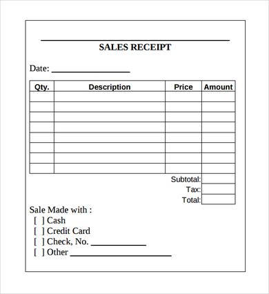 Sales Receipt Template