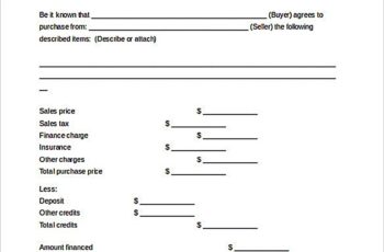 Sample Conditional Sales Agreement Temptae