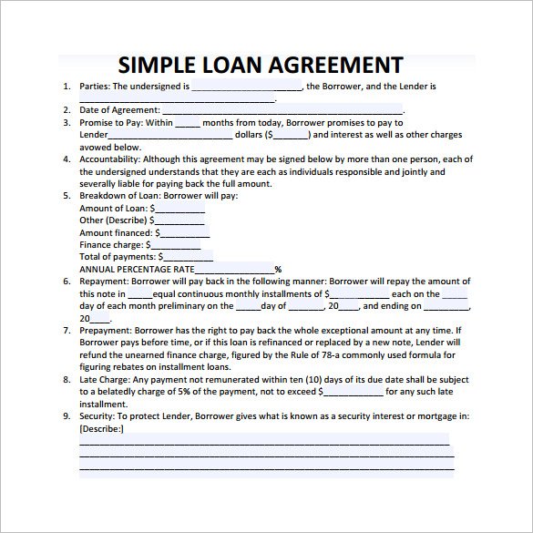 Simple Loan Contract Template