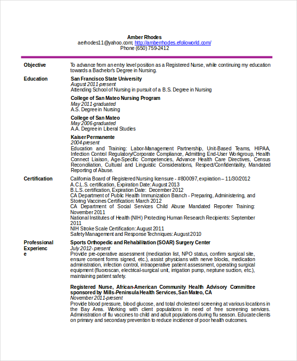 Telemetry Nurse Resume Free