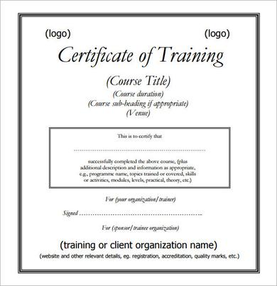 Training Certificate PDFs Template