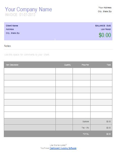business invoice sample