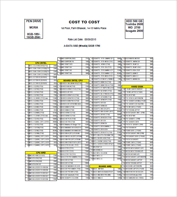 computer price list
