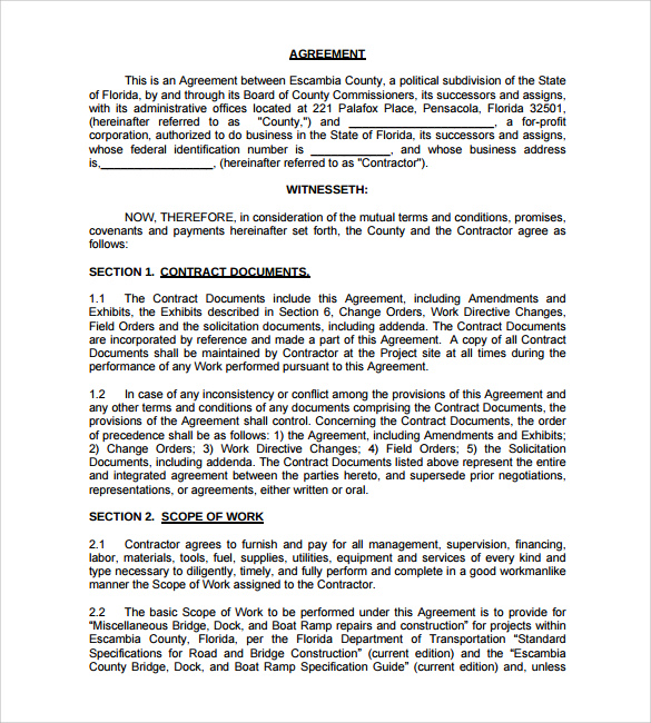construction contract sample
