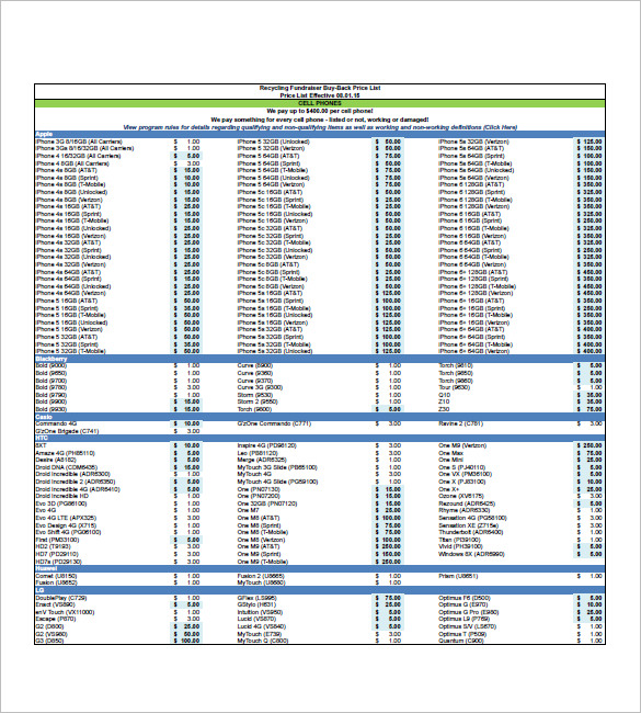 mobile price list