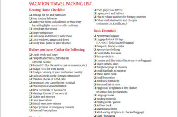 packing list for vacation