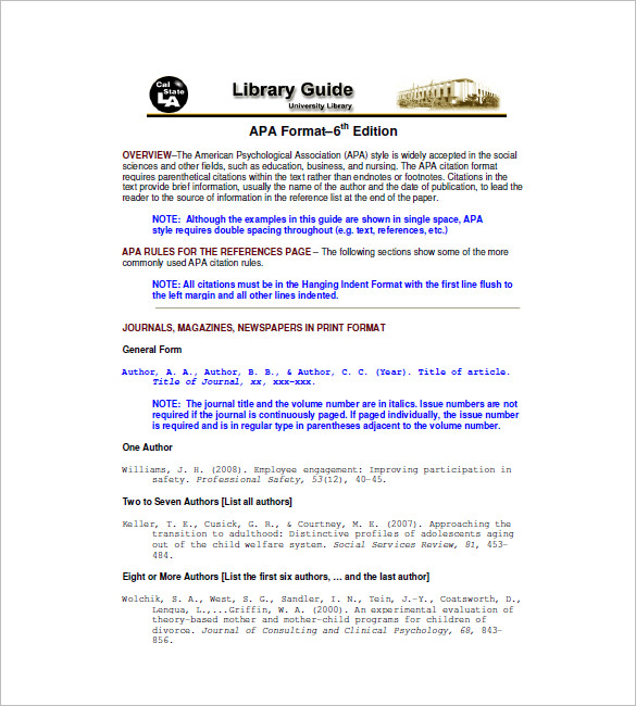 reference list format