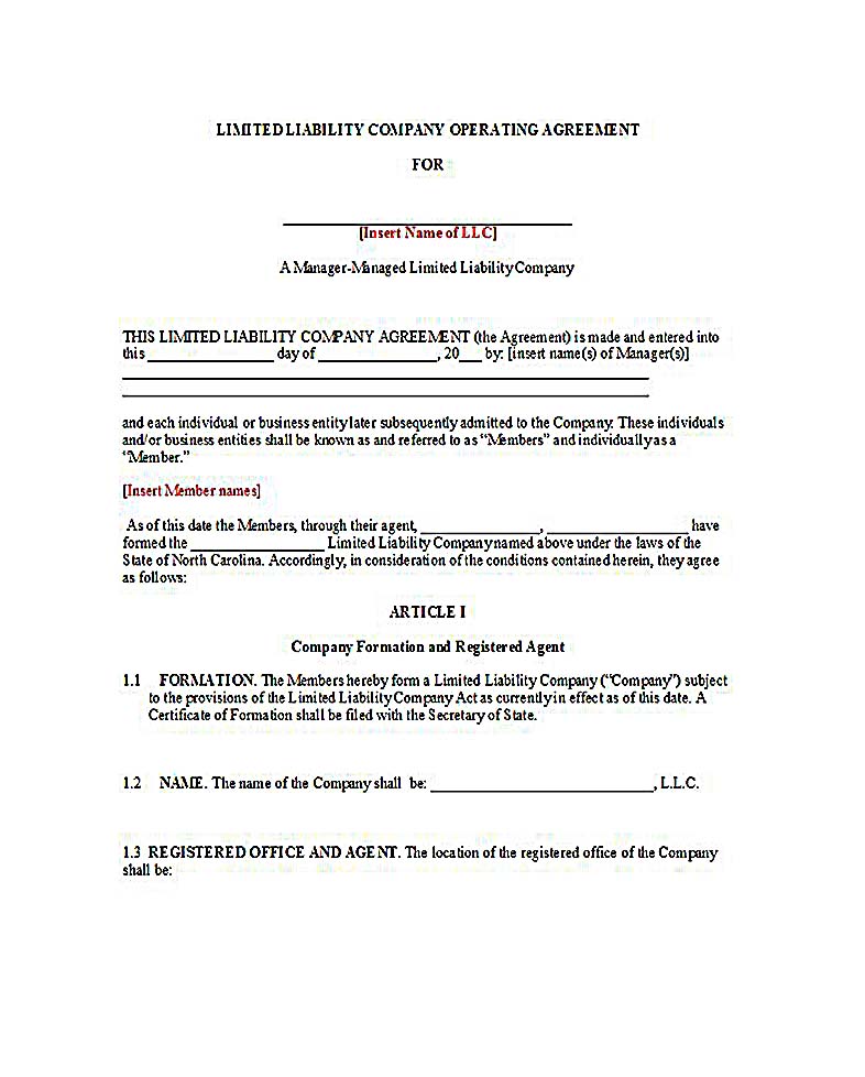 sample operating agreement for two member llc