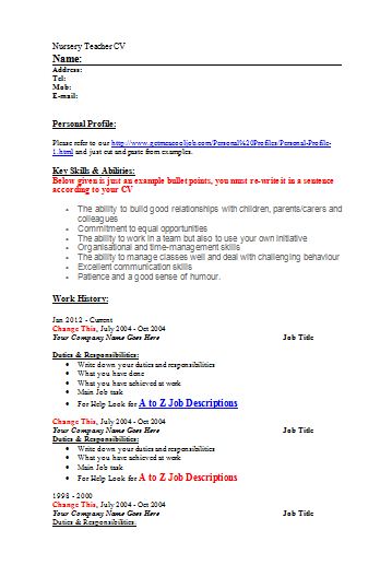 teacher resume template