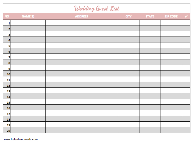 free Wedding Guest List Template