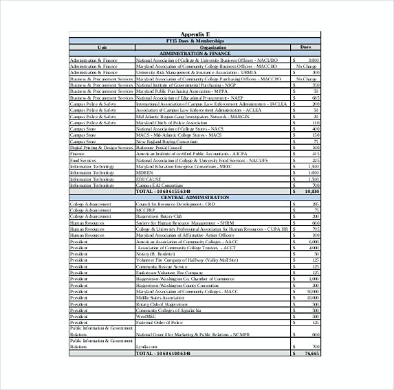Annual College Budget Template