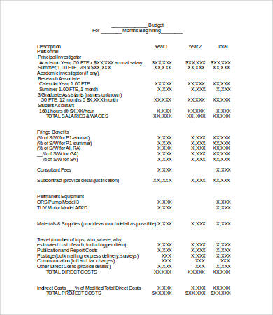 Blank Budget Template Word