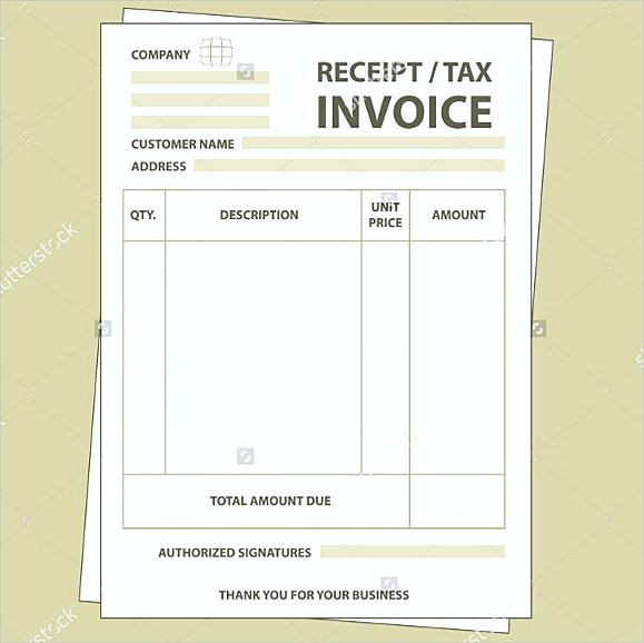 Blank paper tax invoice form