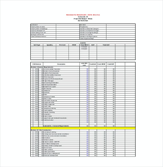 Exhibit D Construction Budget Template