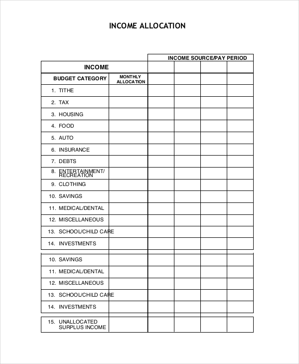 Family Budget Template Free