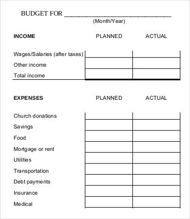 Family Budget Worksheet