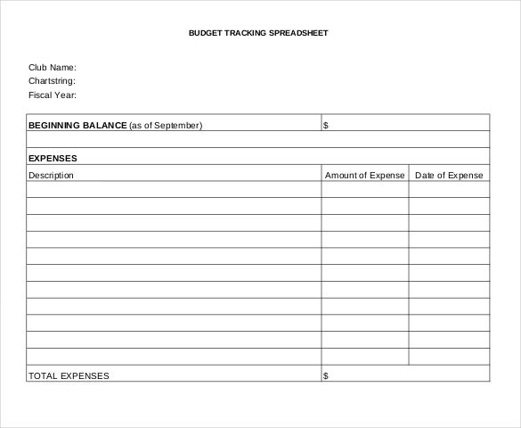 Fee Budget Tracking Spreadsheet Free Format