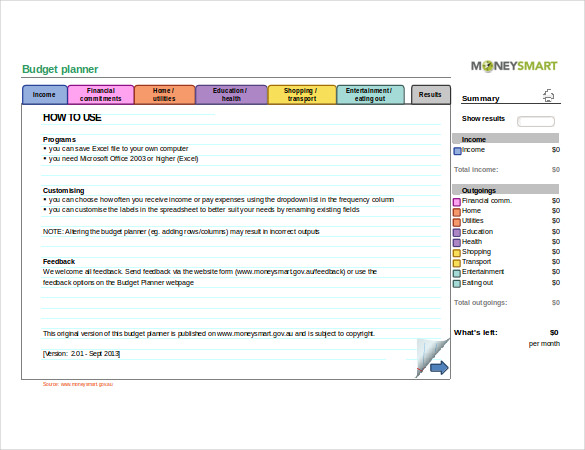 Free Budget Planner Tracking Excel Format