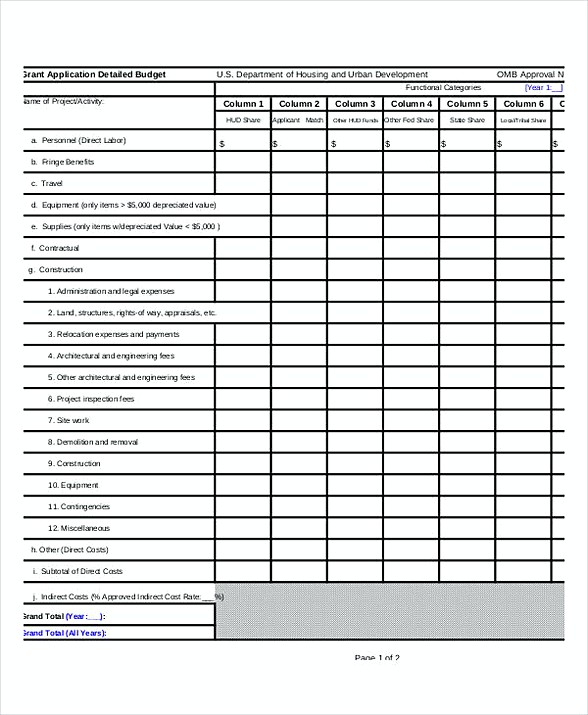 Grant Application Budget Template