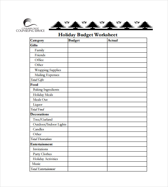 Holiday Budget Spreadsheet Free Template