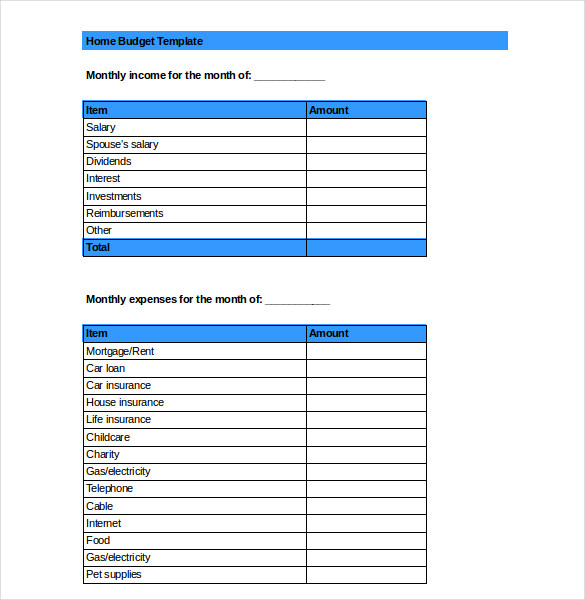 Home Budget Template
