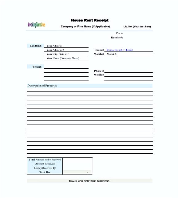 House Rent Receipt templates
