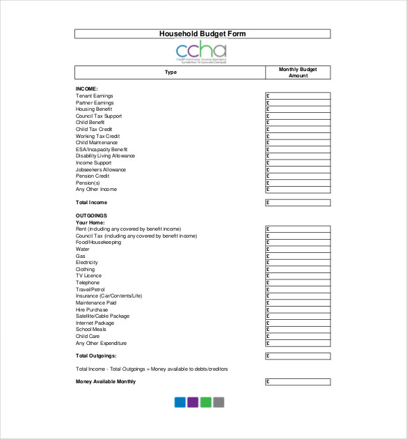 Household Budget Form