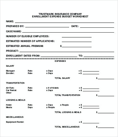 Insurance Company Budget Template