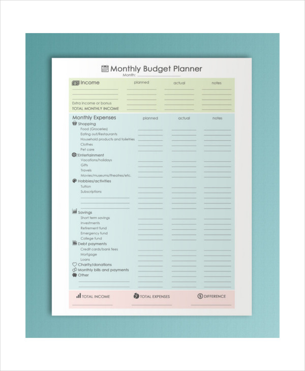 Monthly Budget Planner Template