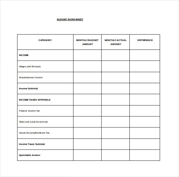 Monthly Budget Spread Word Template Free