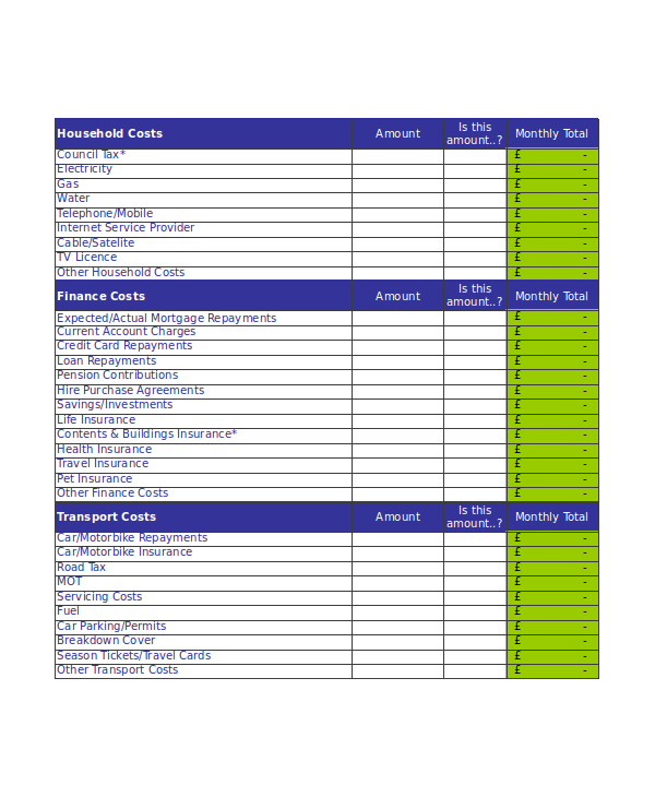 Mortage Montly Budget Template