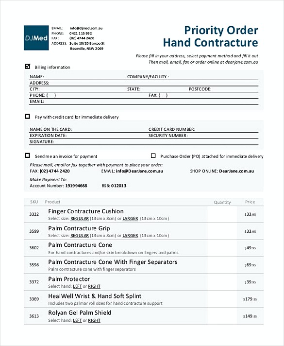 Order Form Dj Invoice templates