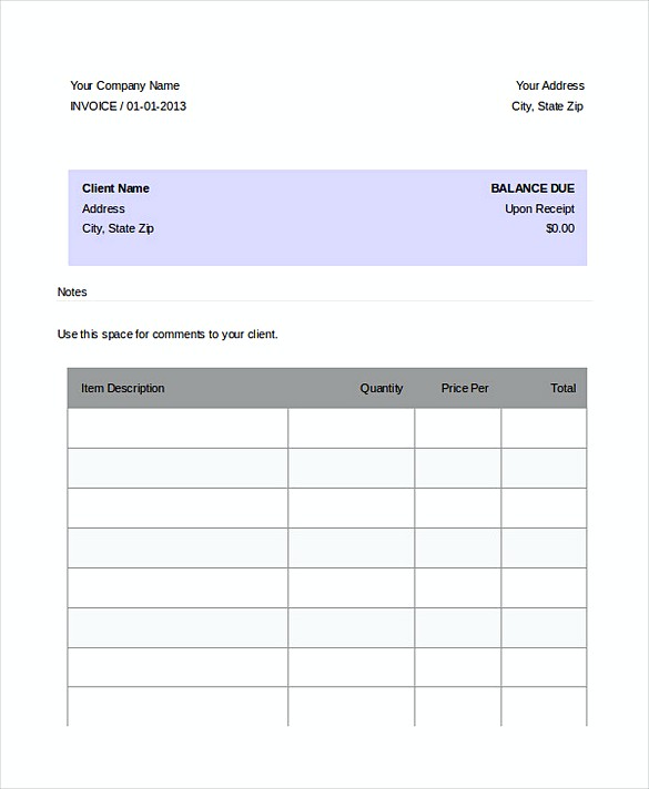 Sample Dj Invoice templates