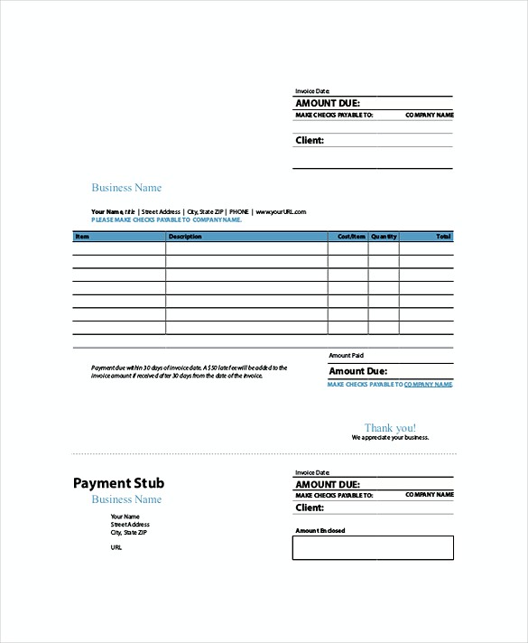 Sample Invoice Indesign templates