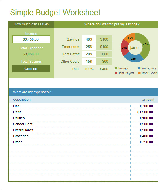 Simple Budget Excel Sheet