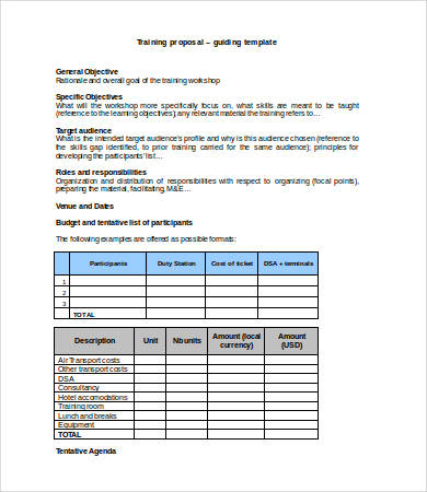 Training Budget Template Word