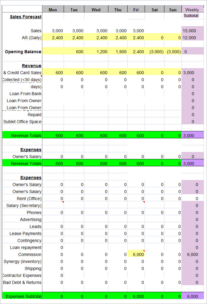 Weekly Cash Flow Free