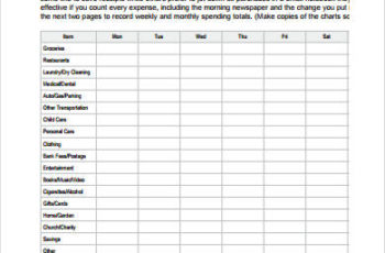 Weekly Home Budget Worksheet
