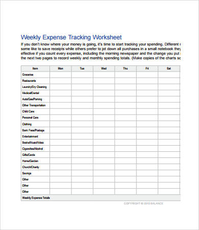 Weekly Home Budget Worksheet