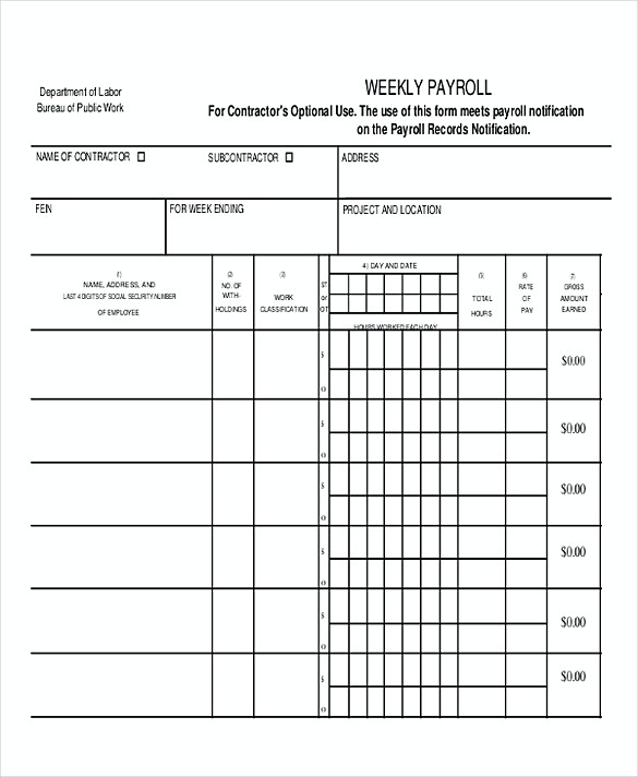 Weekly Payroll templates