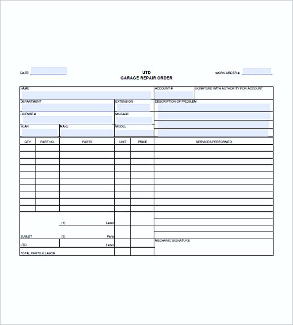 auto repair invoice sample