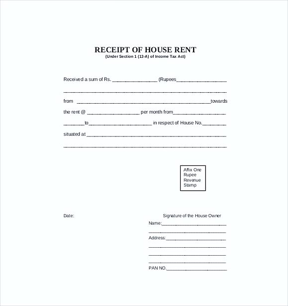 business rent receipt templates