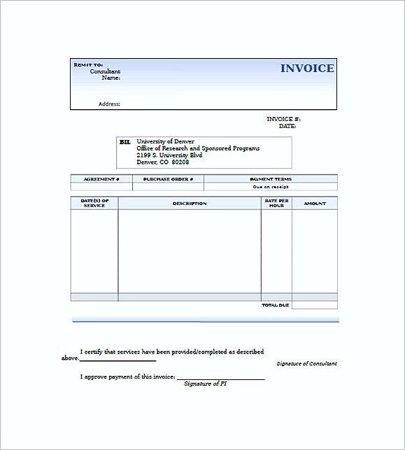 consulting invoice templates Free