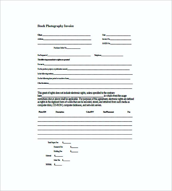 freelance photography invoice templates