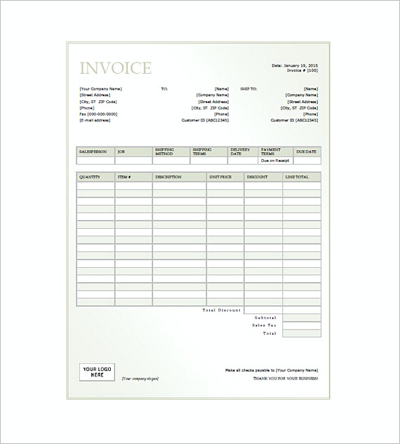 general invoice format