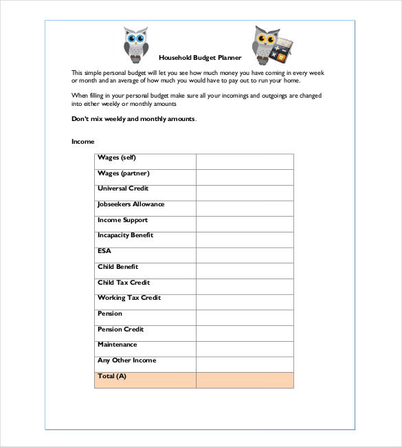 household budget planner